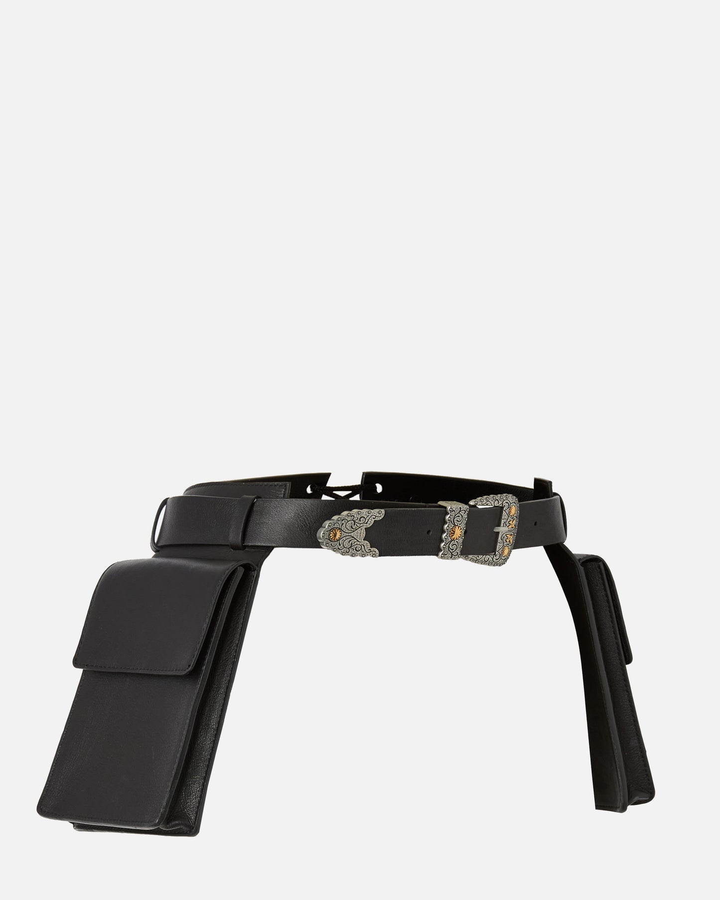 Texan leather belt with storage pockets, 3 cm