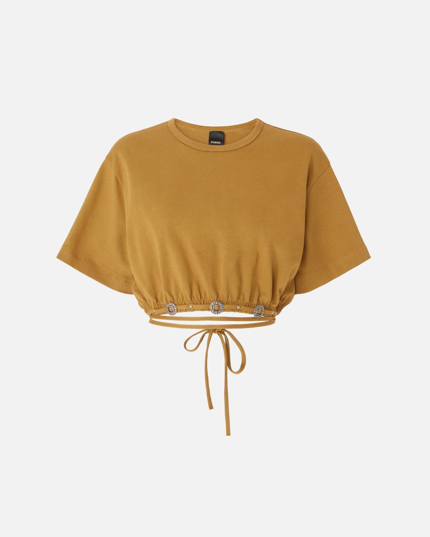 Cropped T-shirt with lace and Texan details