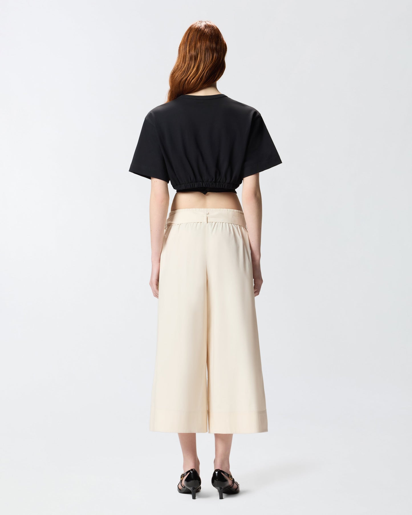 Cropped T-shirt with lace and Texan details