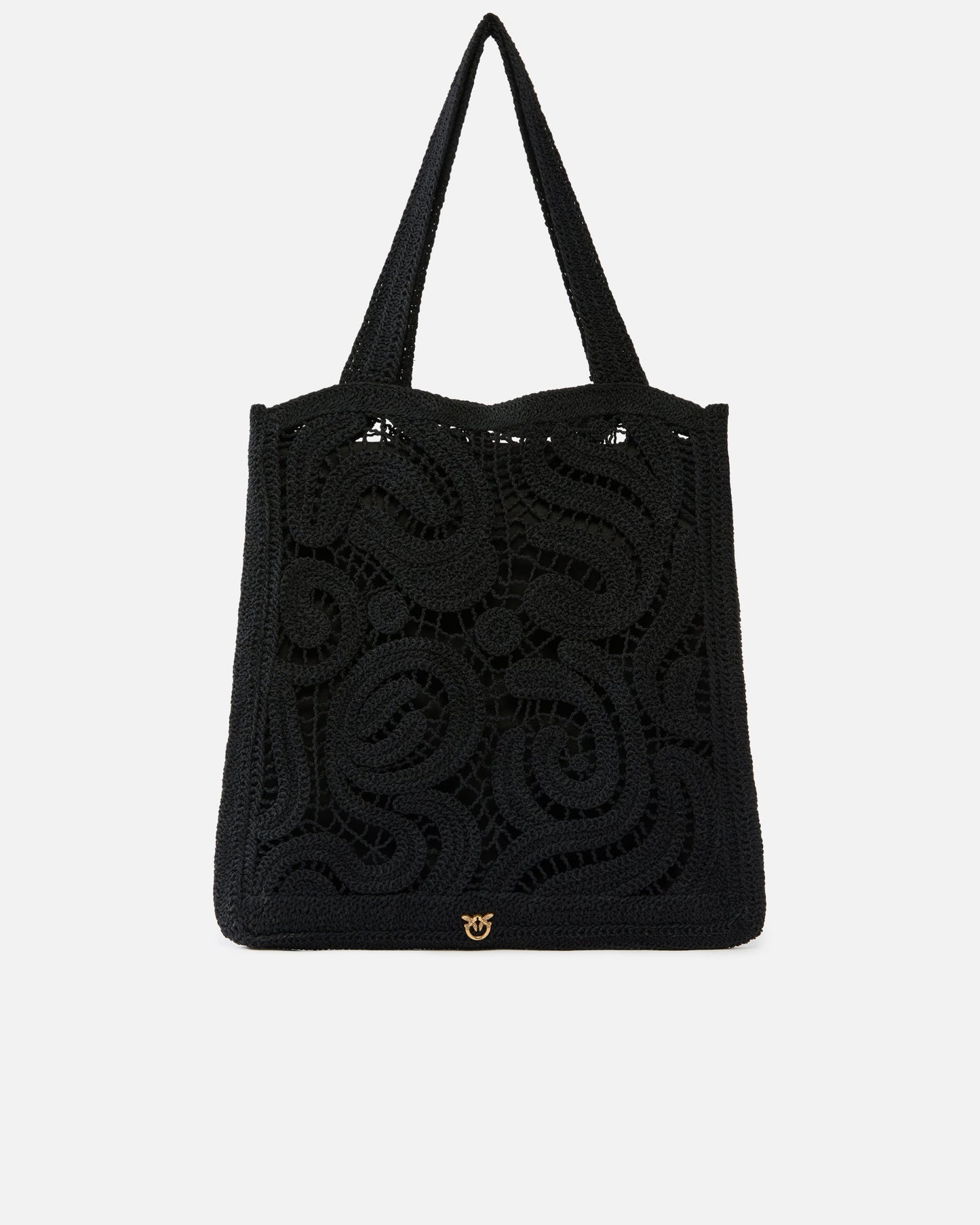Medium shopper bag in geometric crocheted fabric