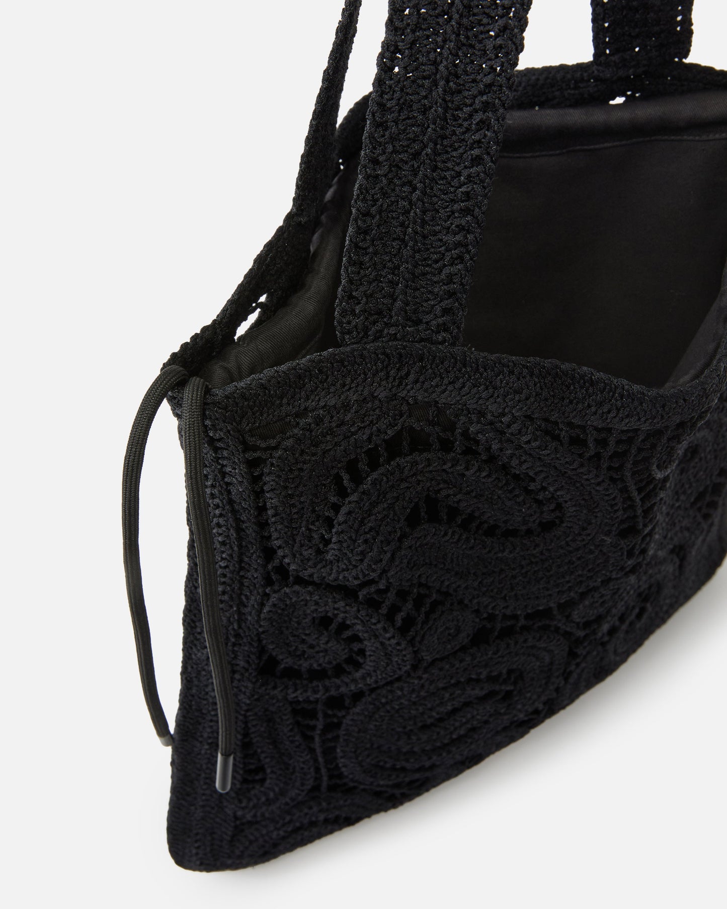 Medium shopper bag in geometric crocheted fabric