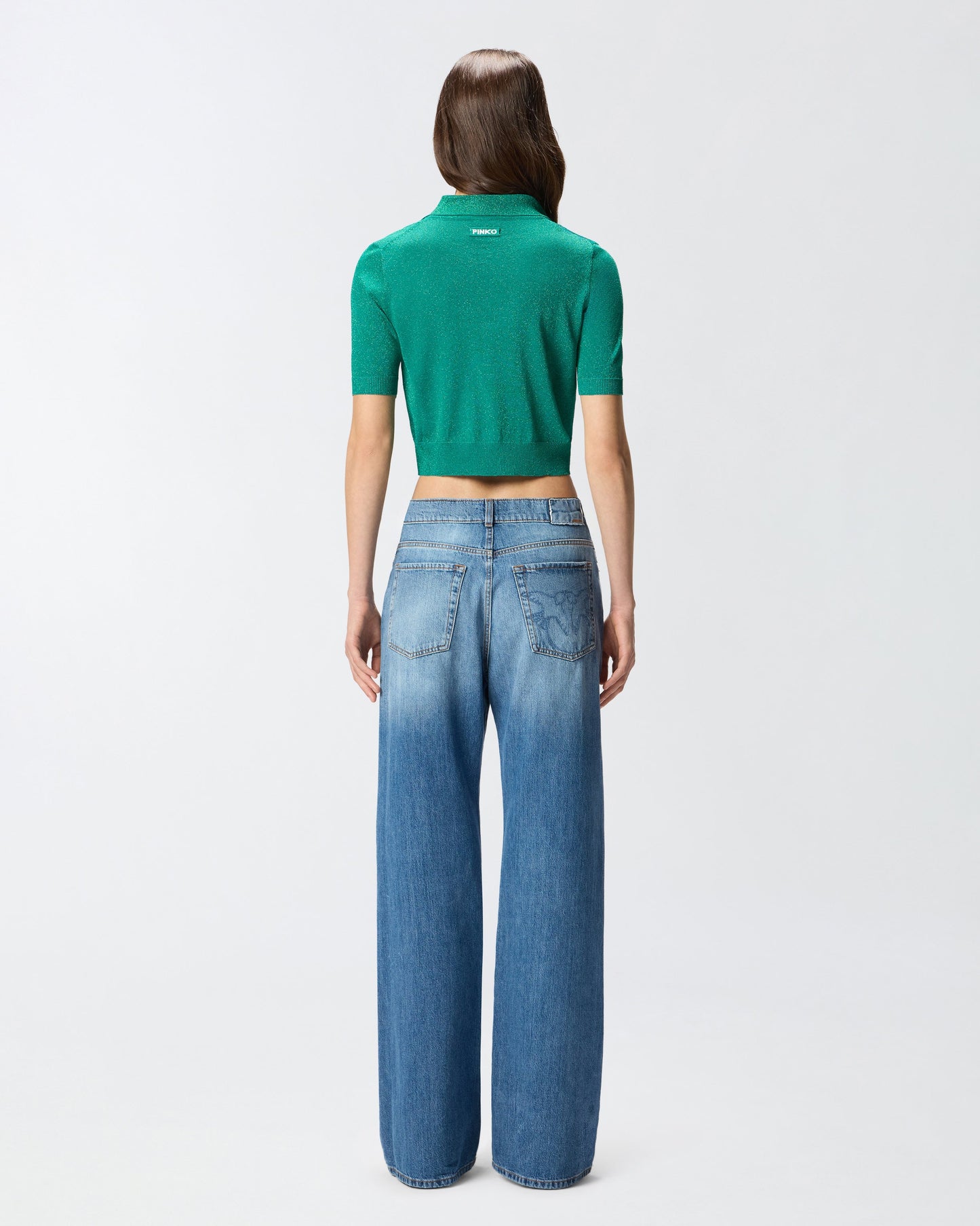 Cropped, short-sleeved cardigan with collar