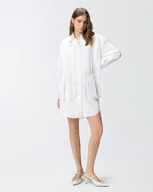 Mini shirt dress with fringing