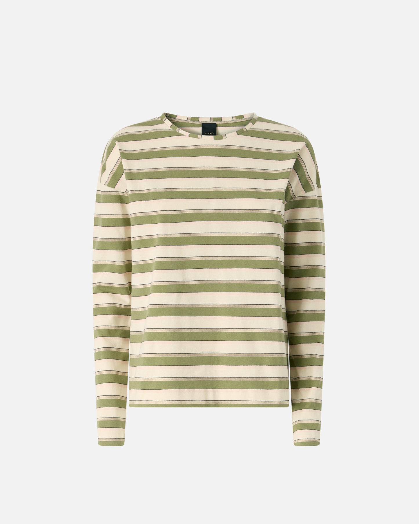 Striped jersey top with structured collar