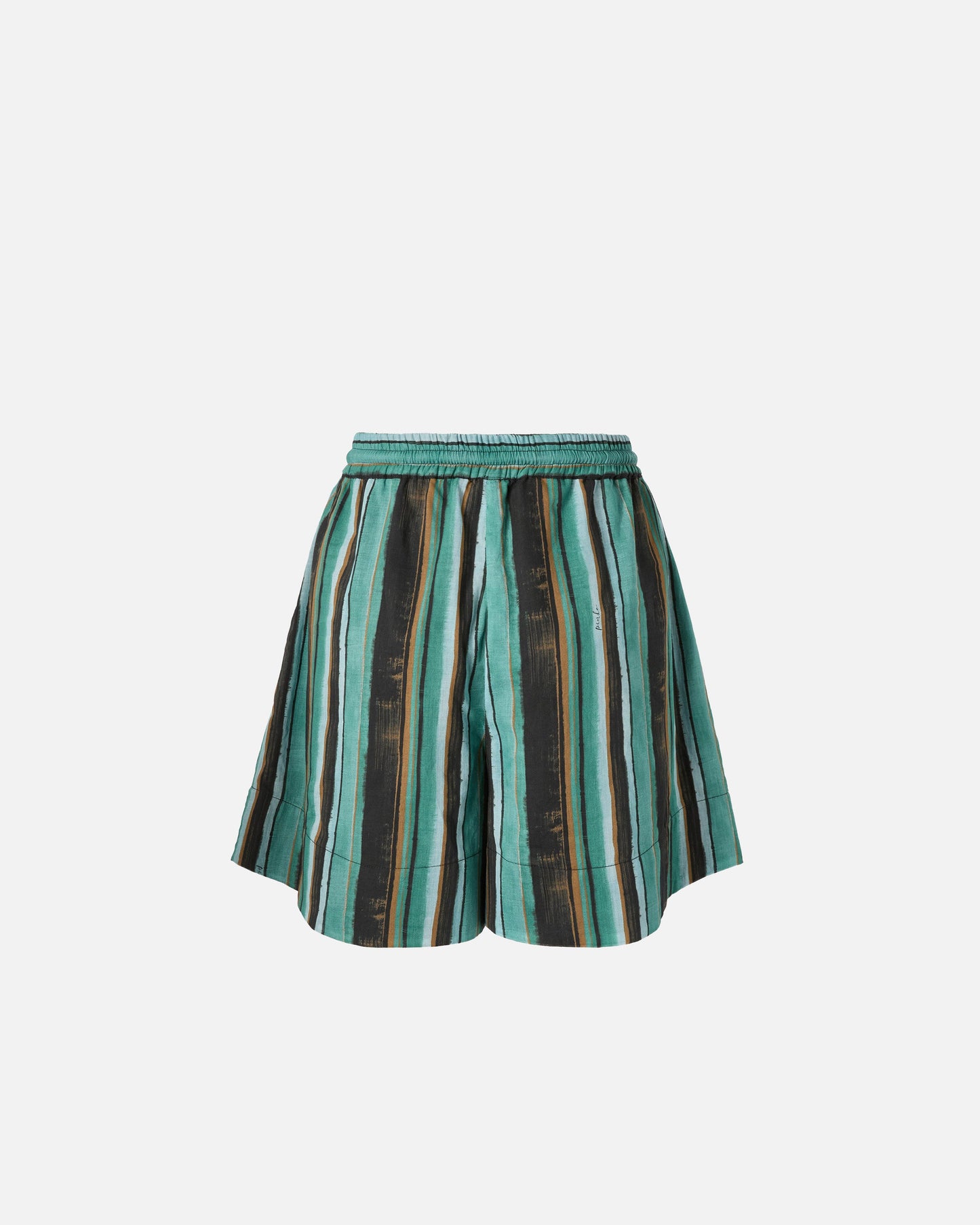 Cotton shorts with brushstroke-effect stripes