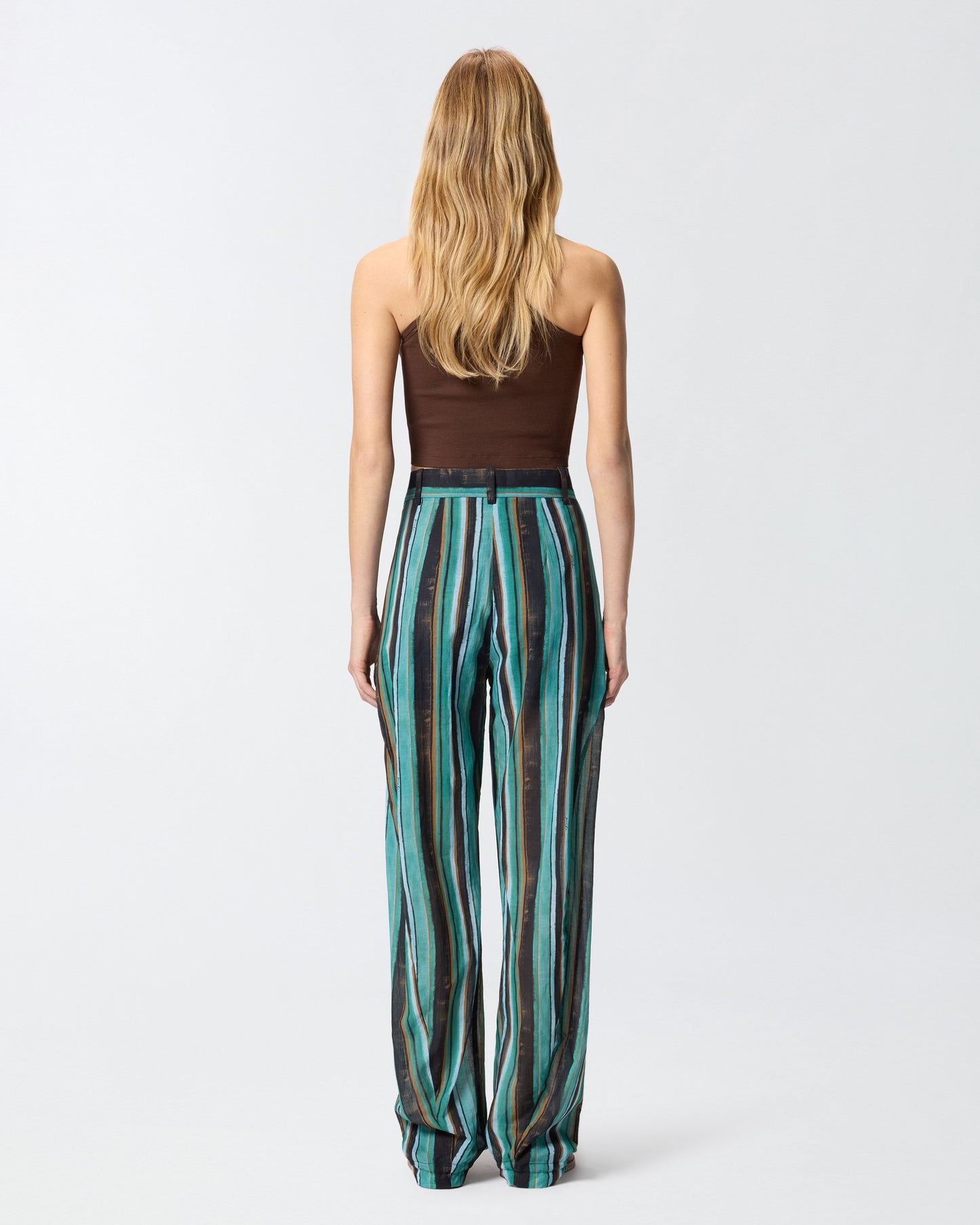 Relaxed-fit cotton trousers with brushstroke-effect stripes