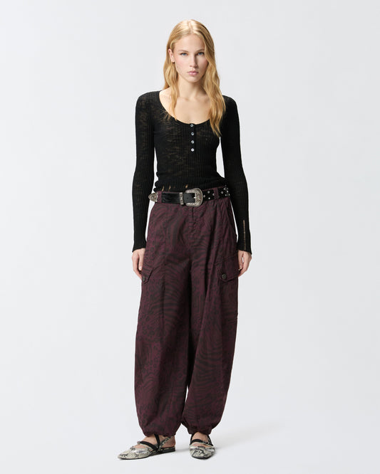 Lightweight ribbed cotton Henley sweater