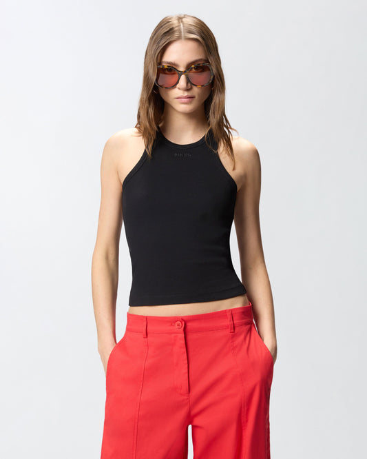 Ribbed vest top with logo