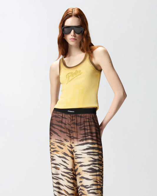 Spray-effect vest top with logo embroidery
