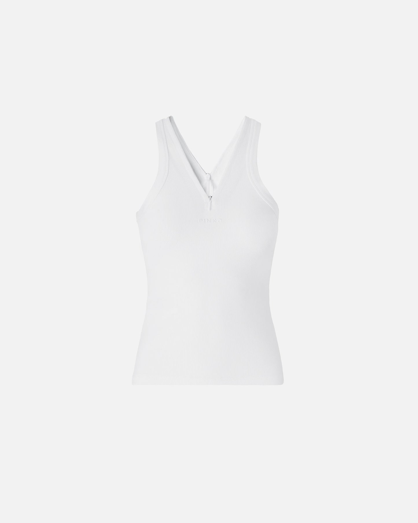 Rib-knit tank top with V-neck and logo