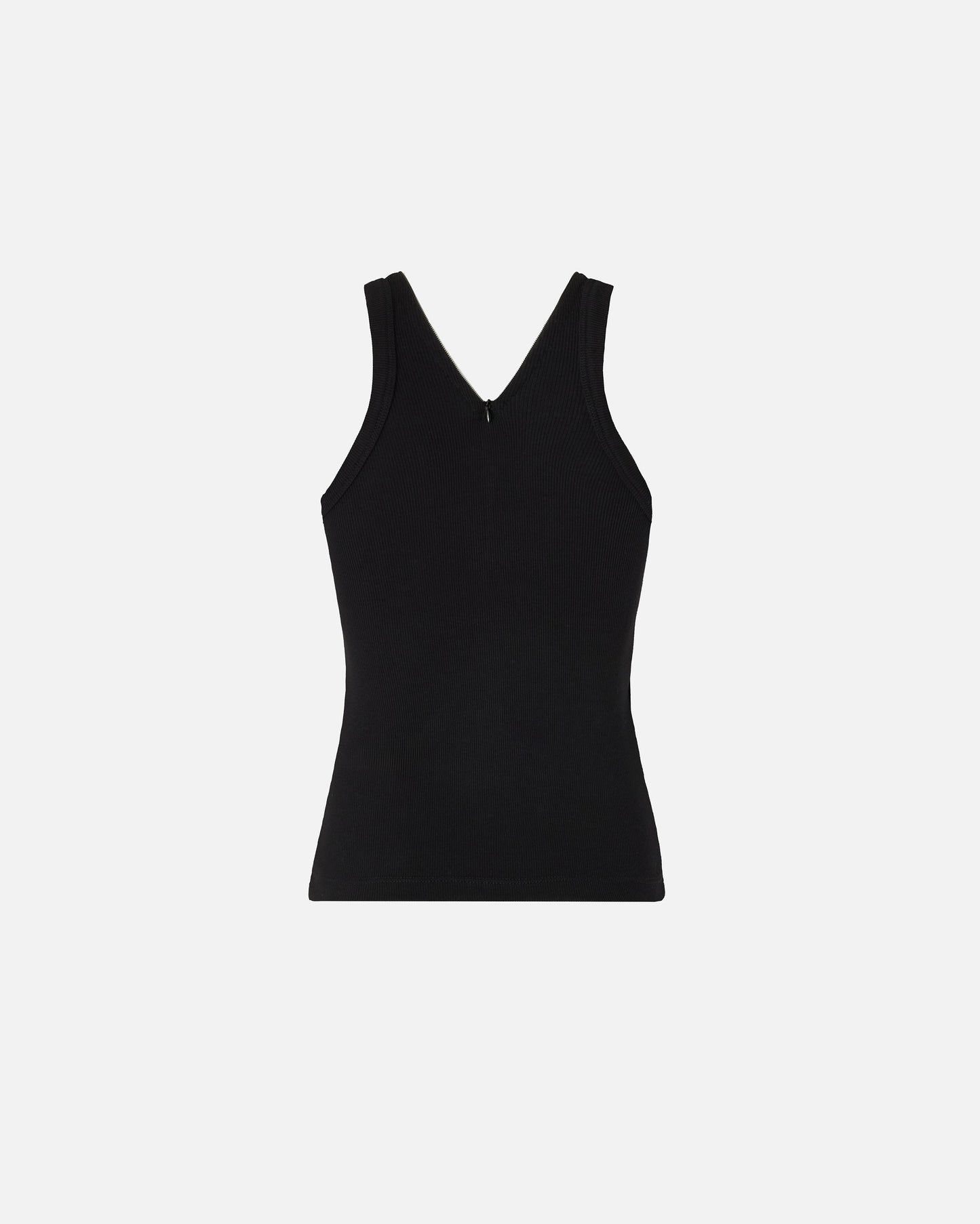 Rib-knit tank top with V-neck and logo