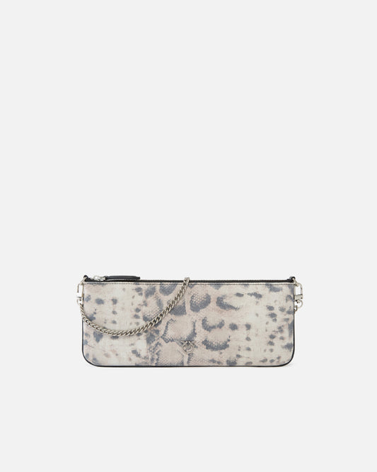 New Horizontal medium shoulder clutch in python-print suede