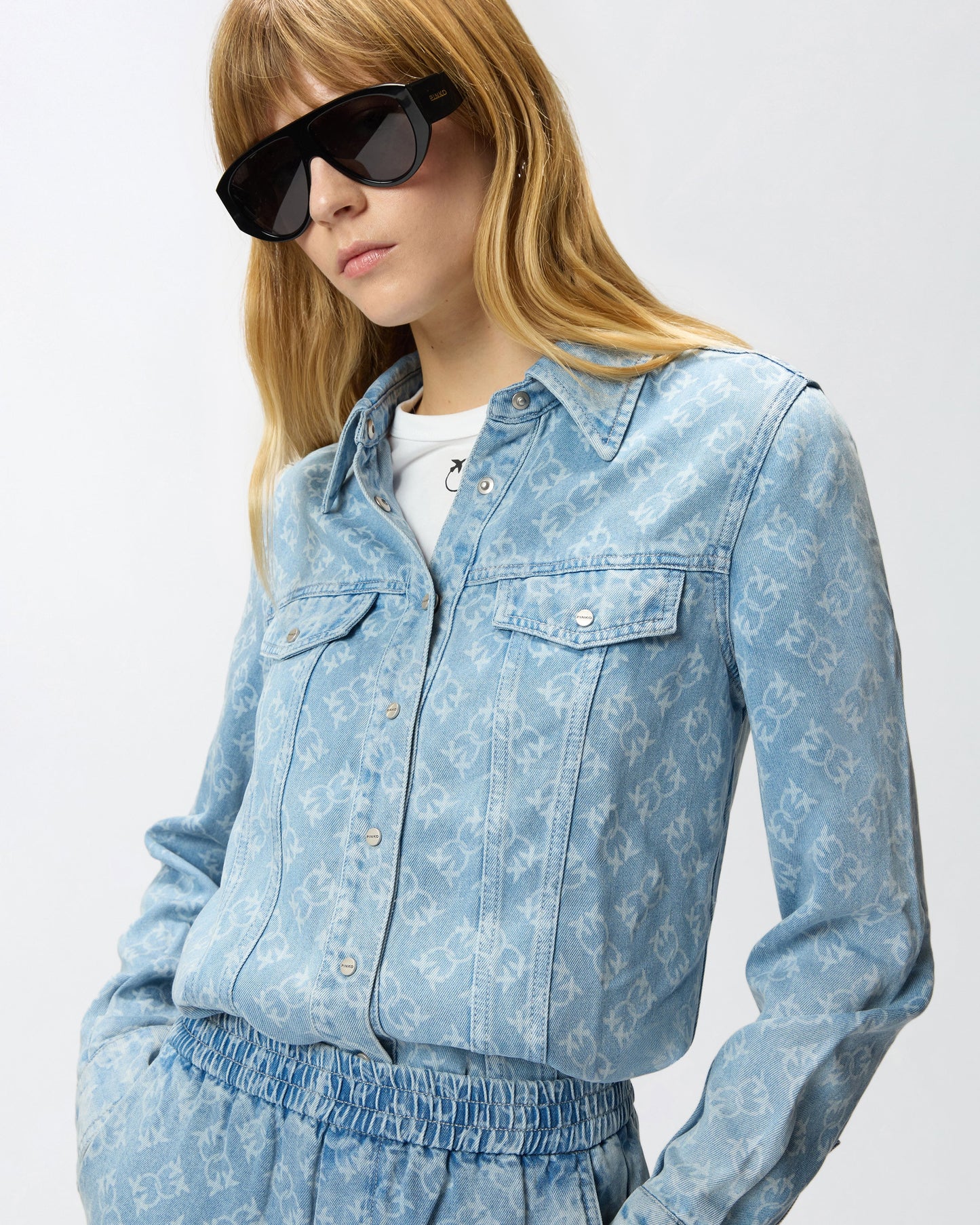 Denim shirt with Love Birds logo