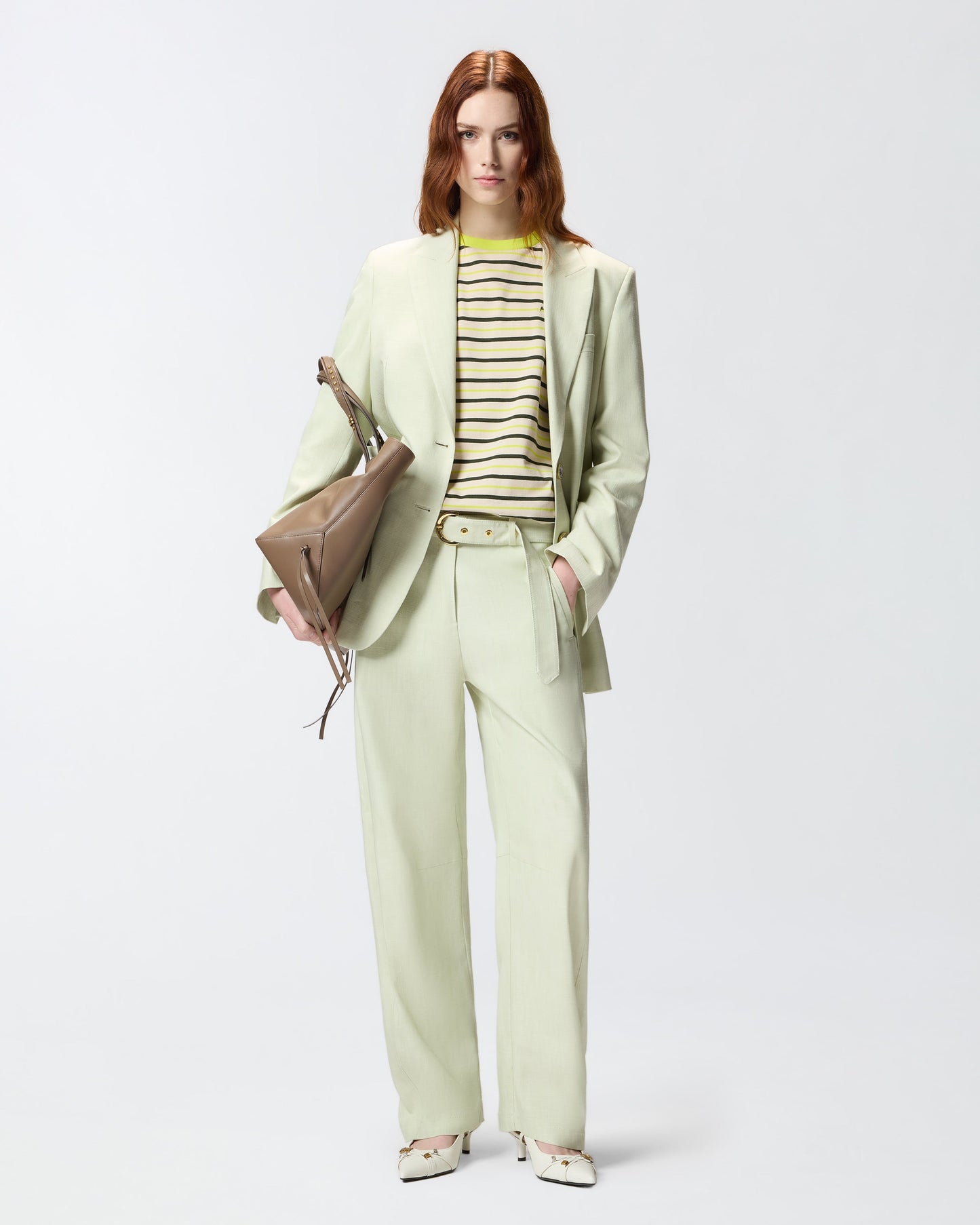 Striped top with logo embroidery