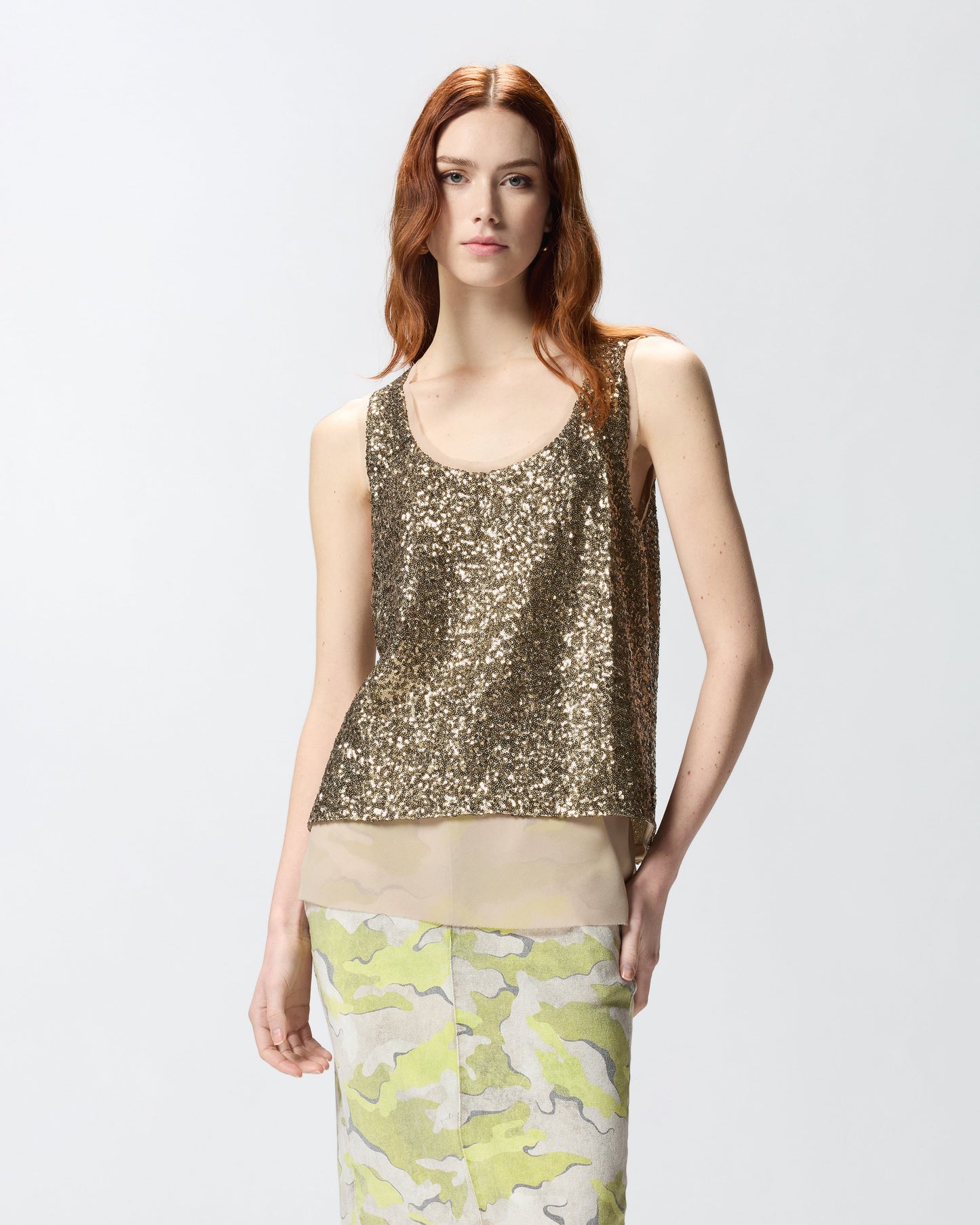 Fully sequinned vest top