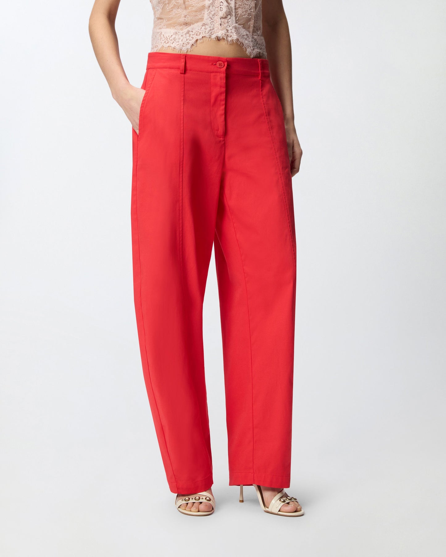 Barrel-fit trousers in stretch cotton
