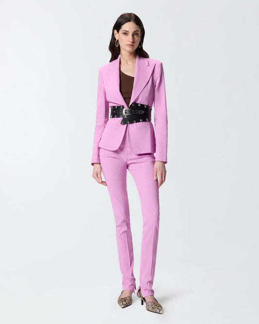 Linen-blend trousers with adjustable hem slit detail