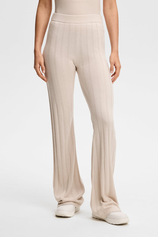 Vera Wide Rib Knit Pants / Moonbeam