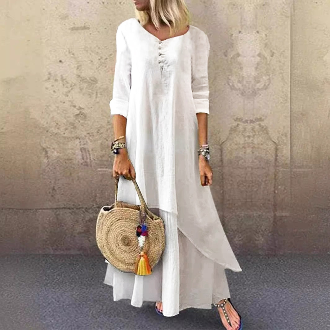 Lässiges Leinenkleid im Lagenlook