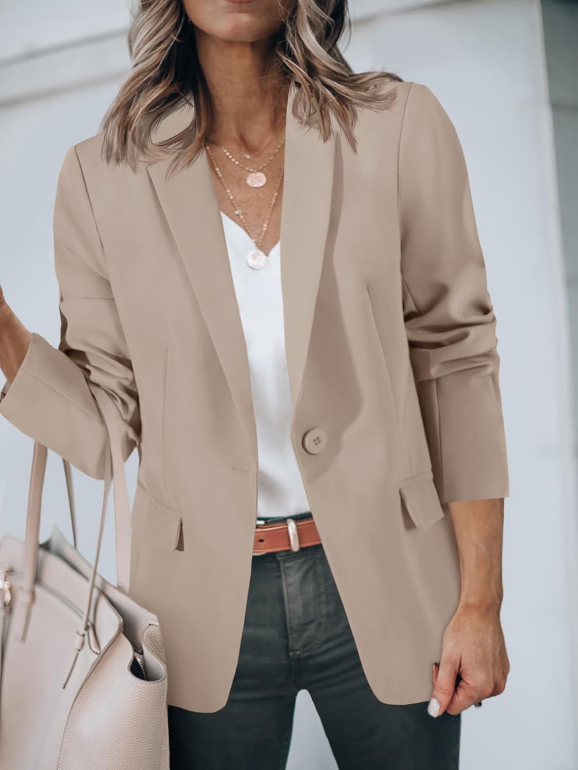 Damen Freizeit-Blazerjacke mit Knöpfen (2 kaufen, kostenloser Versand)