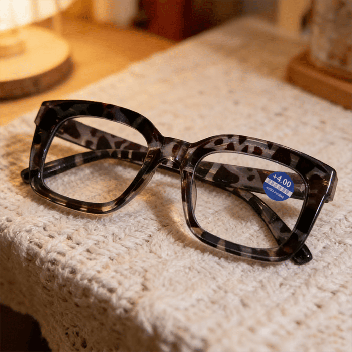 Lesebrille im Schildpatt-Design – Blaulichtfilternde, übergroße eckige Lesebrille