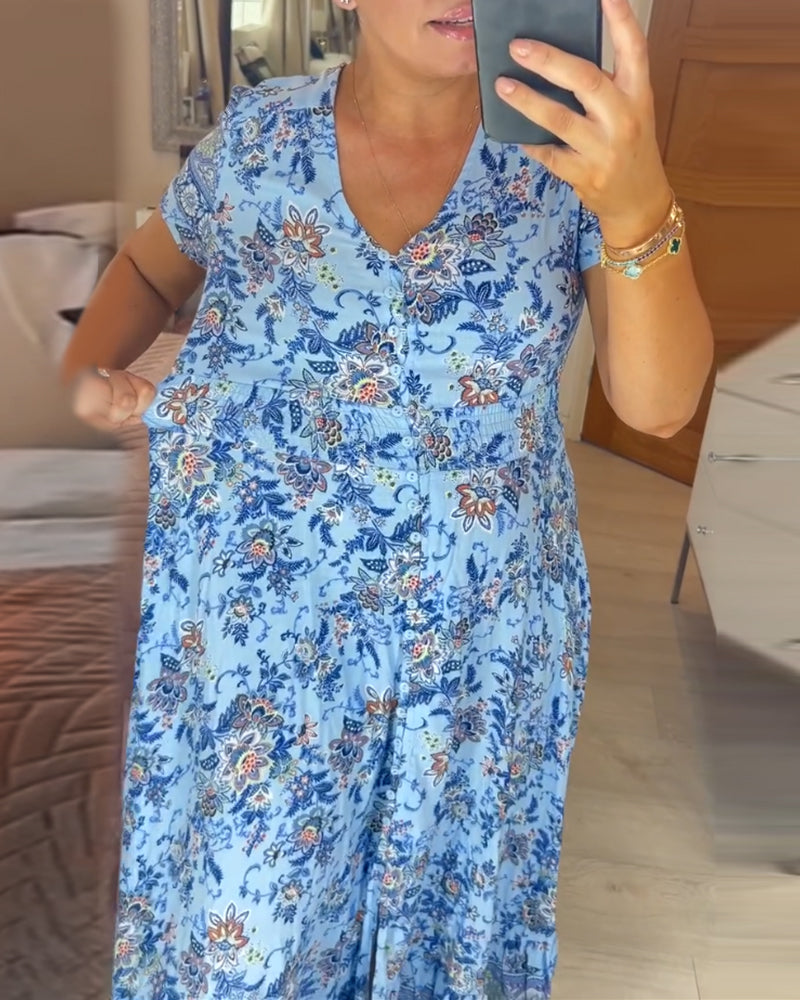 (💃Hot Sale - 45% OFF🔥)Floral print v-neck dress