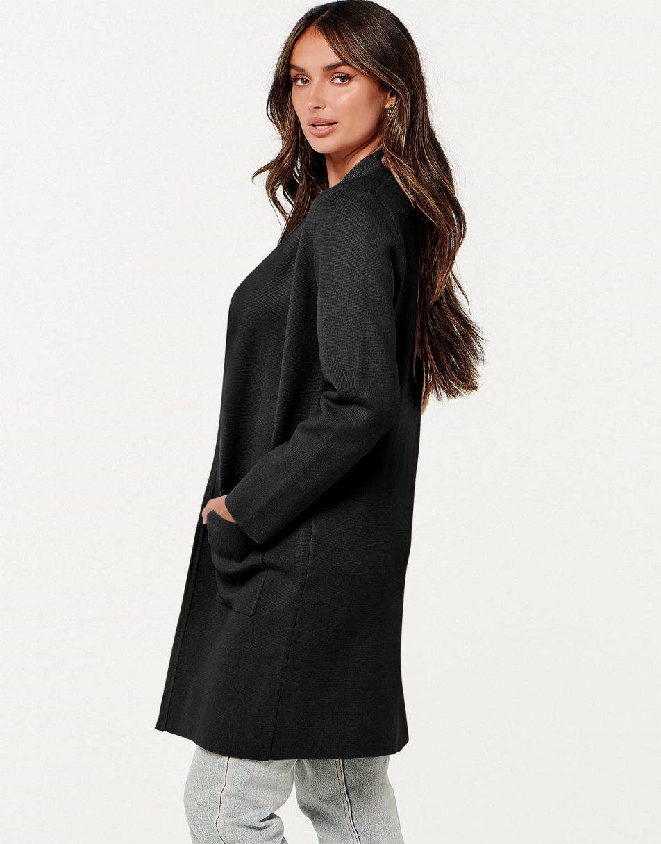 ANRABESS Cardigan-Pullover für Damen, lässig, Herbst Winter 2023, modischer Mantel, Langarm, offener Strick-Coatigan, Kleidung