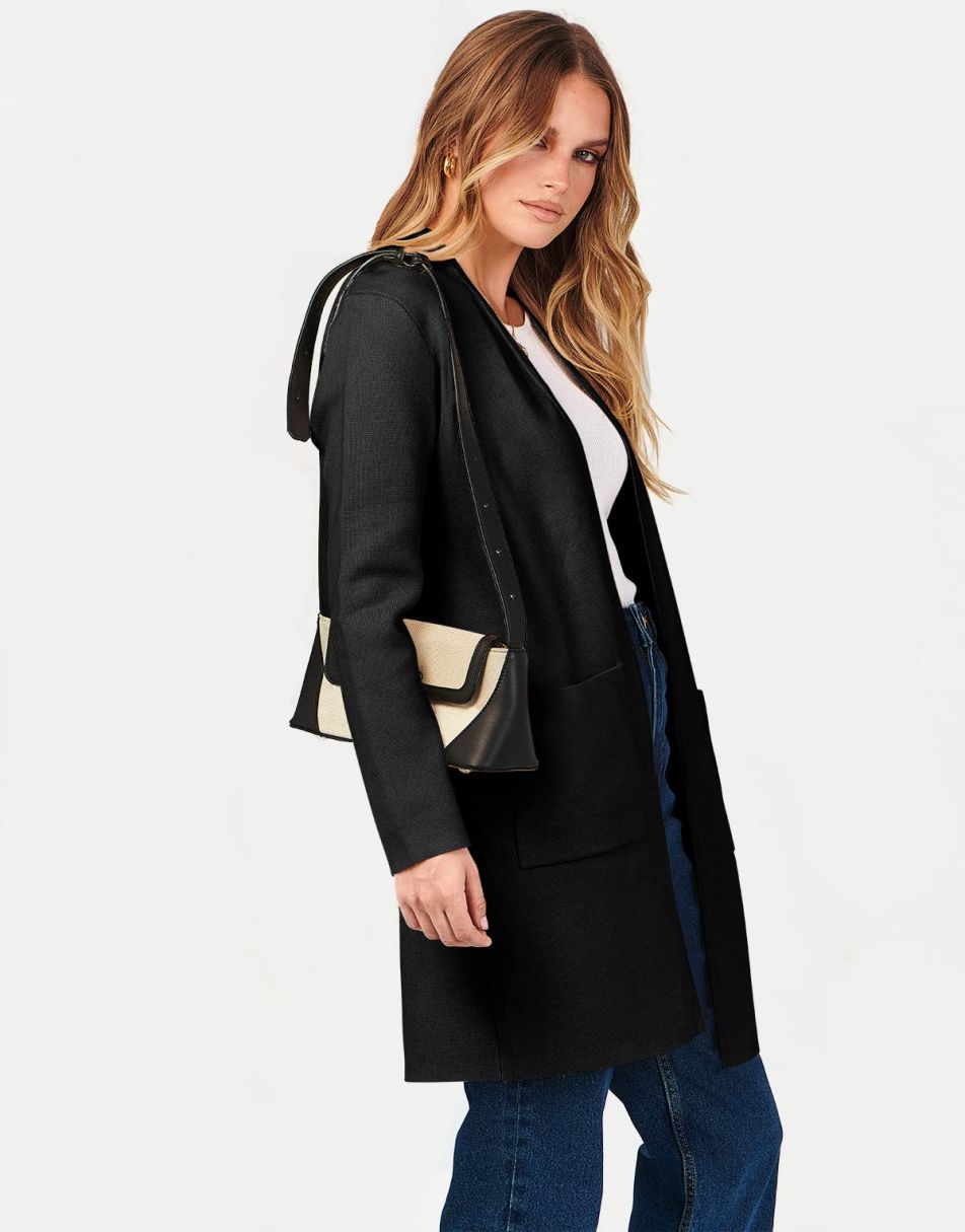 ANRABESS Cardigan-Pullover für Damen, lässig, Herbst Winter 2023, modischer Mantel, Langarm, offener Strick-Coatigan, Kleidung