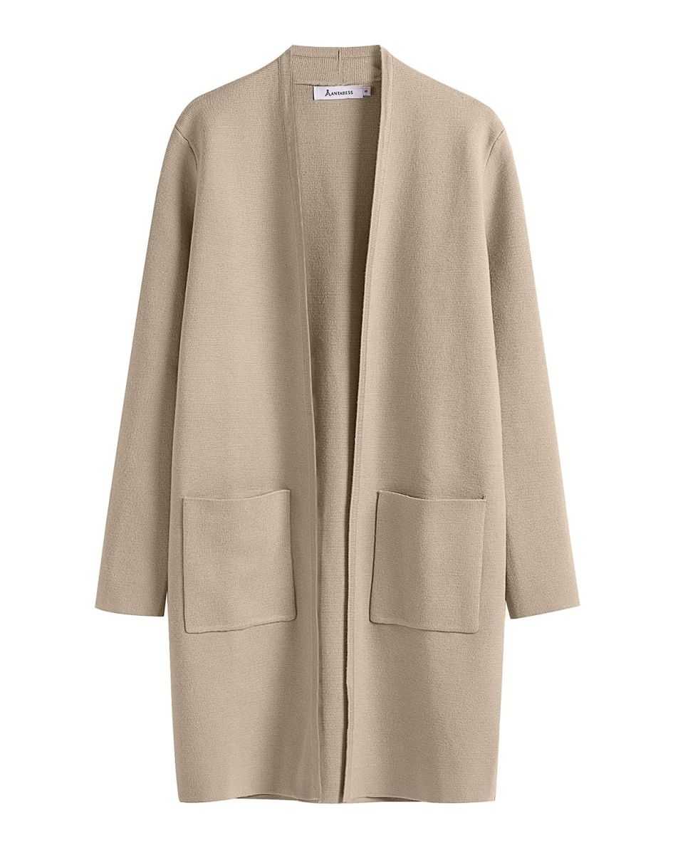 ANRABESS Cardigan-Pullover für Damen, lässig, Herbst Winter 2023, modischer Mantel, Langarm, offener Strick-Coatigan, Kleidung