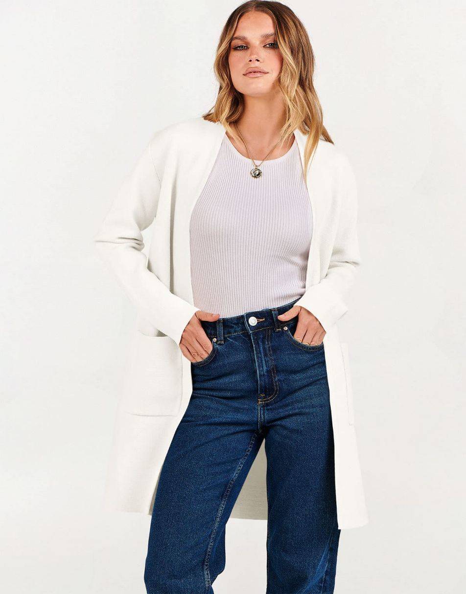 ANRABESS Cardigan-Pullover für Damen, lässig, Herbst Winter 2023, modischer Mantel, Langarm, offener Strick-Coatigan, Kleidung
