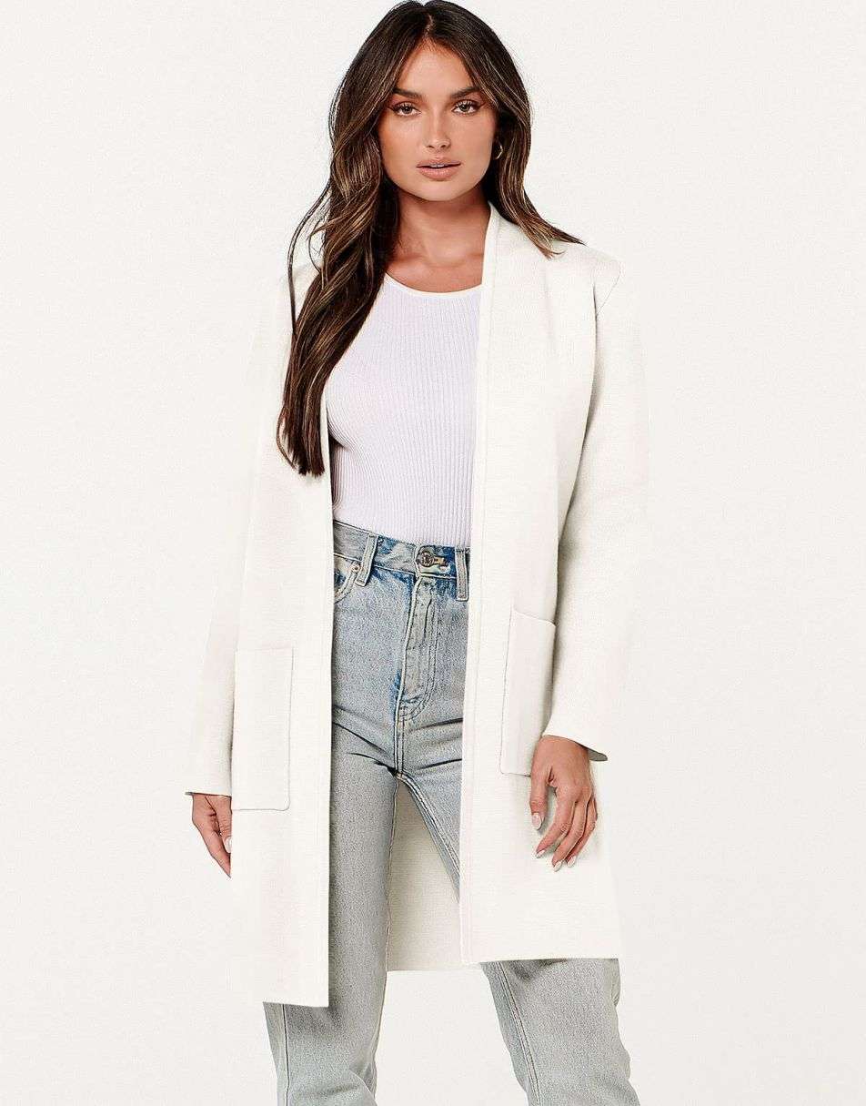 ANRABESS Cardigan-Pullover für Damen, lässig, Herbst Winter 2023, modischer Mantel, Langarm, offener Strick-Coatigan, Kleidung