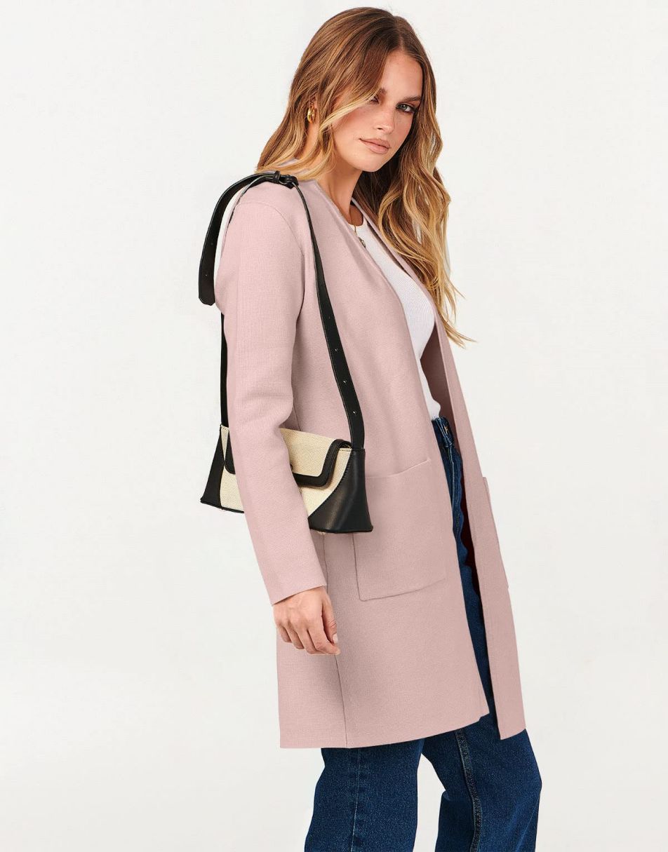 ANRABESS Cardigan-Pullover für Damen, lässig, Herbst Winter 2023, modischer Mantel, Langarm, offener Strick-Coatigan, Kleidung