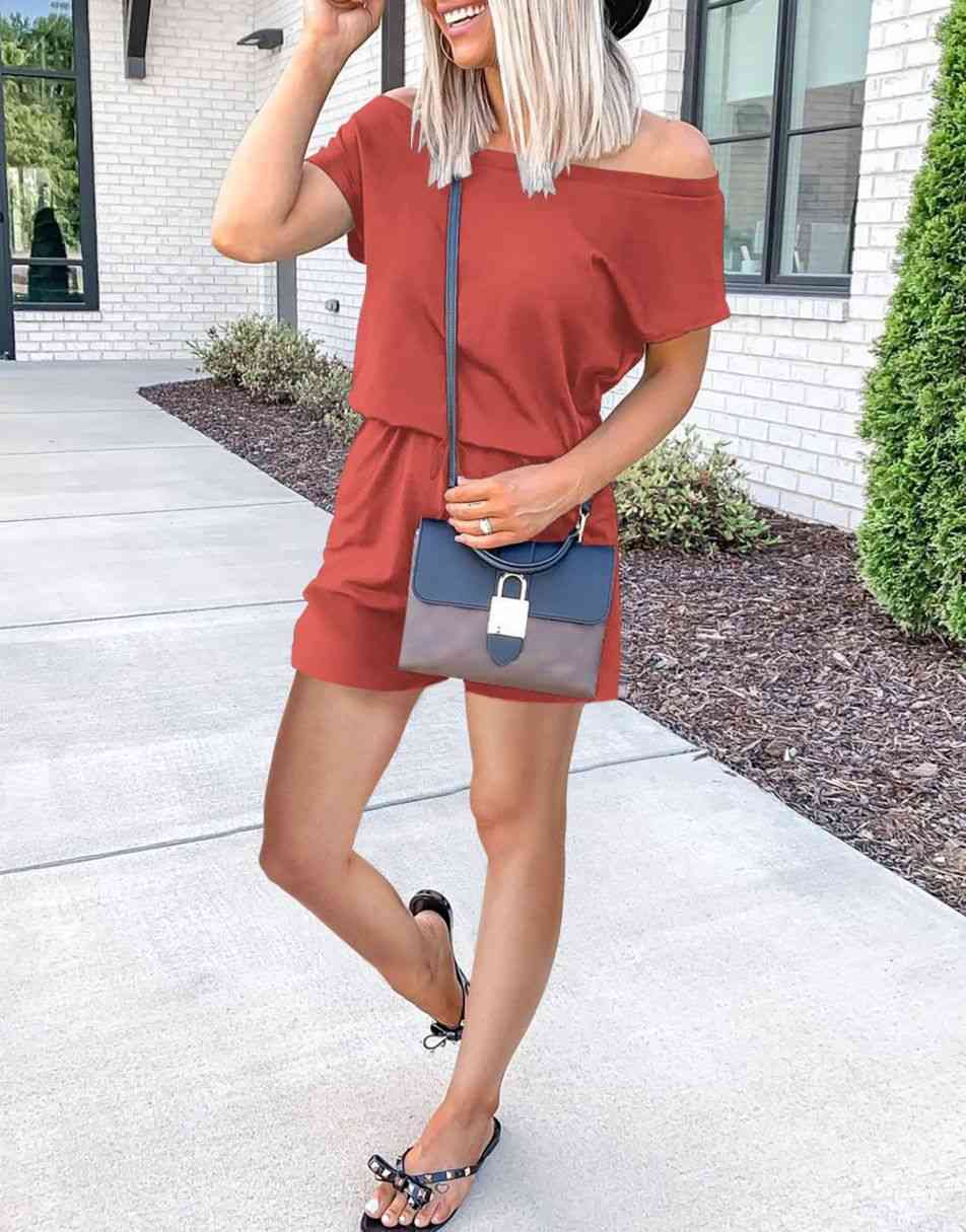 ANRABESS Lässiger Off-Shoulder-Overall mit elastischer Taille und Stretch-Stoff