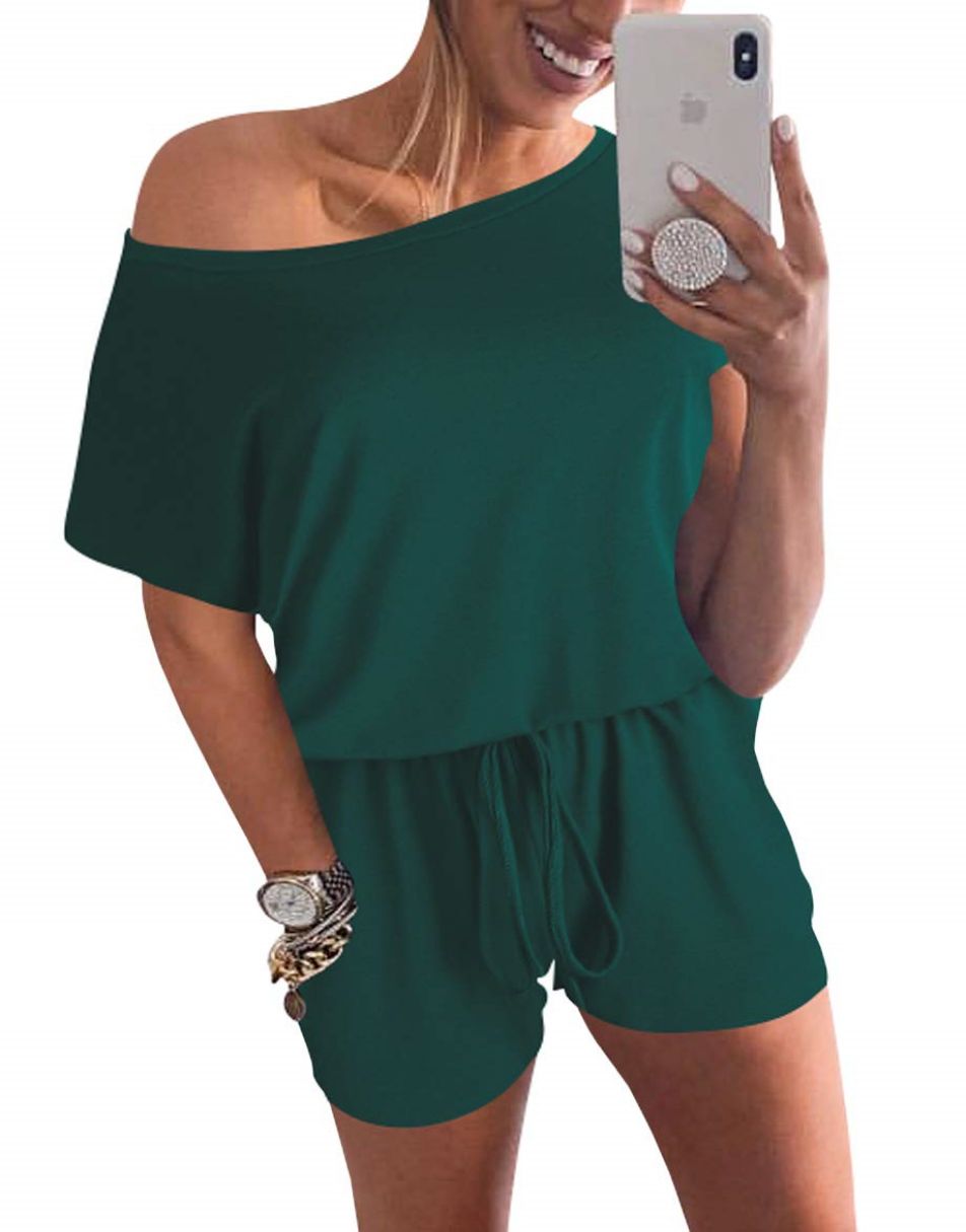 ANRABESS Lässiger Off-Shoulder-Overall mit elastischer Taille und Stretch-Stoff