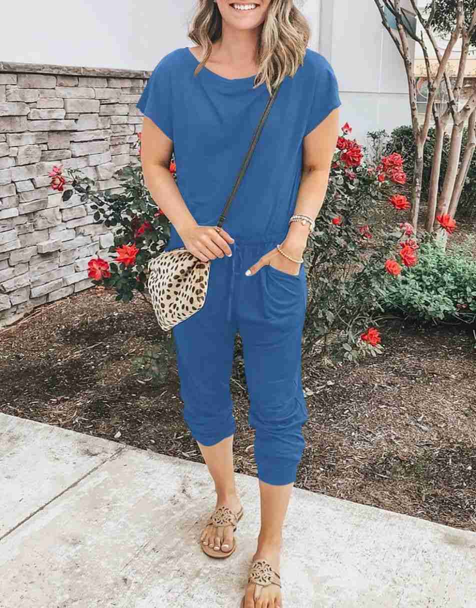 ANRABESS Lässiger Off-Shoulder-Overall mit elastischer Taille und Stretch-Stoff