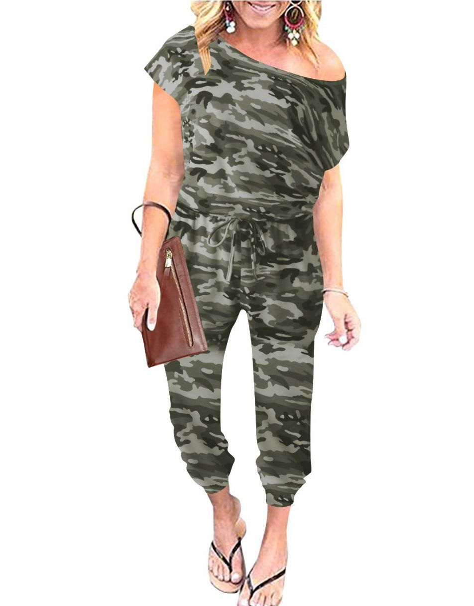 ANRABESS Lässiger Off-Shoulder-Overall mit elastischer Taille und Stretch-Stoff