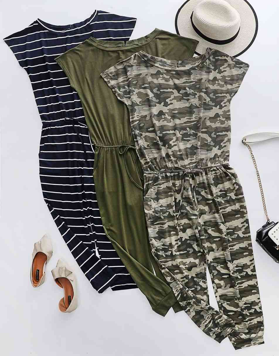 ANRABESS Lässiger Off-Shoulder-Overall mit elastischer Taille und Stretch-Stoff
