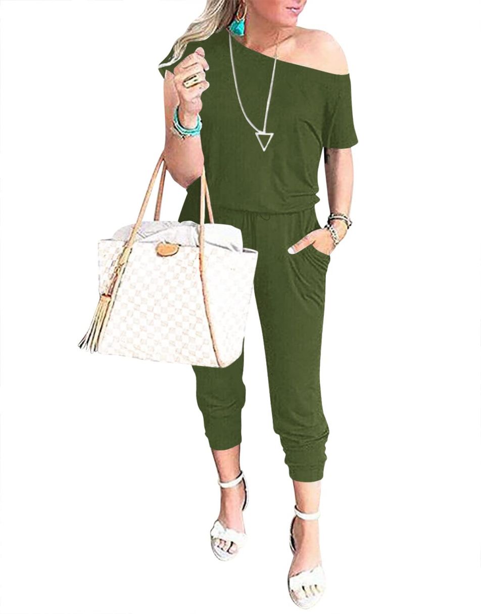 ANRABESS Lässiger Off-Shoulder-Overall mit elastischer Taille und Stretch-Stoff