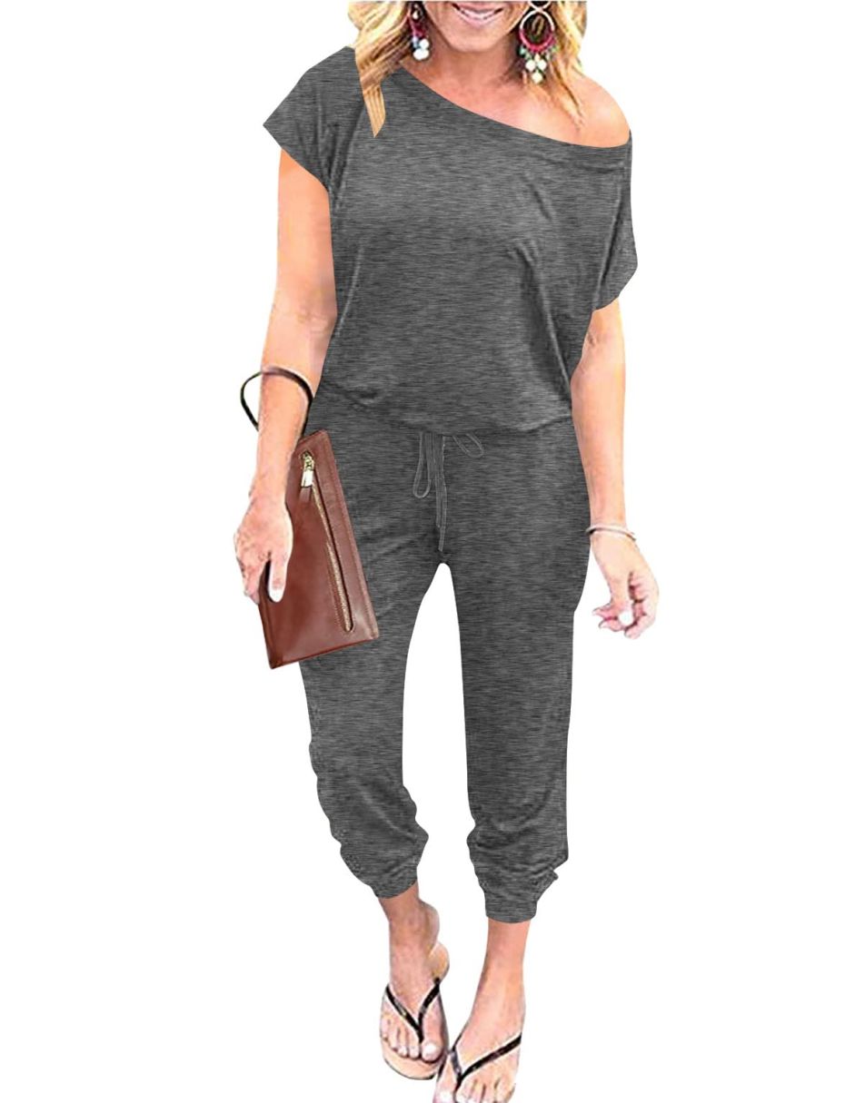 ANRABESS Lässiger Off-Shoulder-Overall mit elastischer Taille und Stretch-Stoff