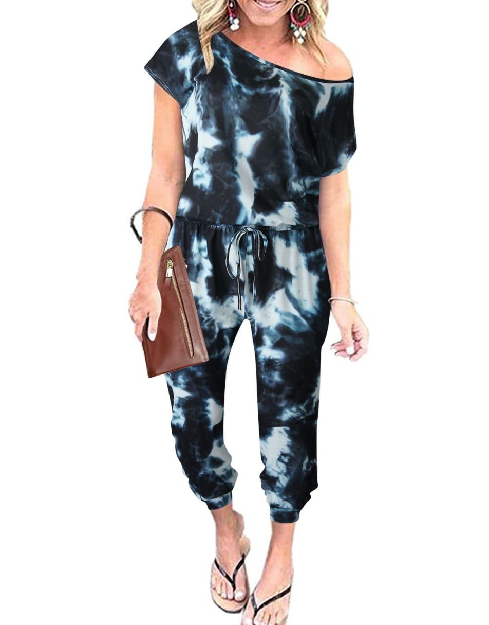 ANRABESS Lässiger Off-Shoulder-Overall mit elastischer Taille und Stretch-Stoff