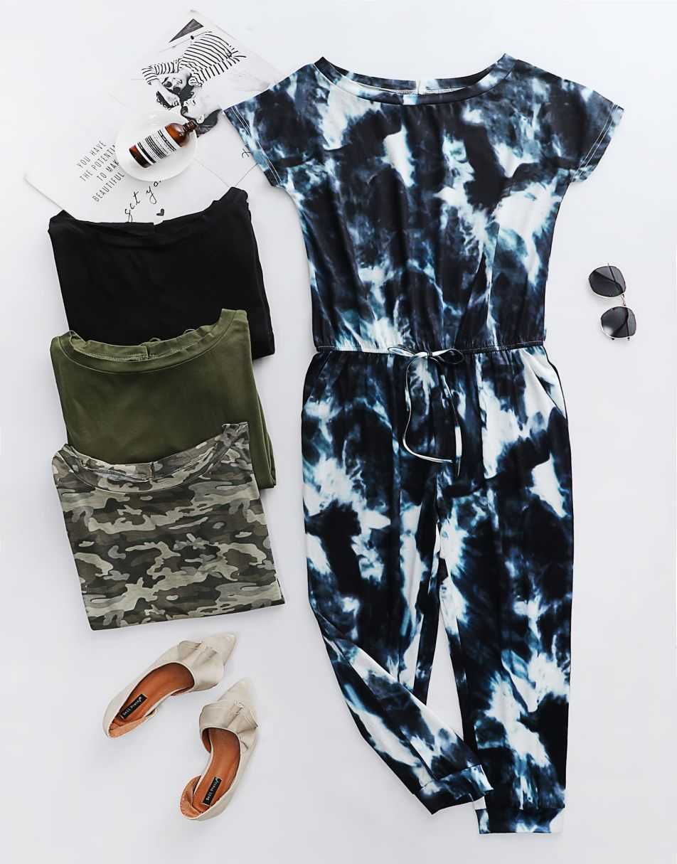 ANRABESS Lässiger Off-Shoulder-Overall mit elastischer Taille und Stretch-Stoff