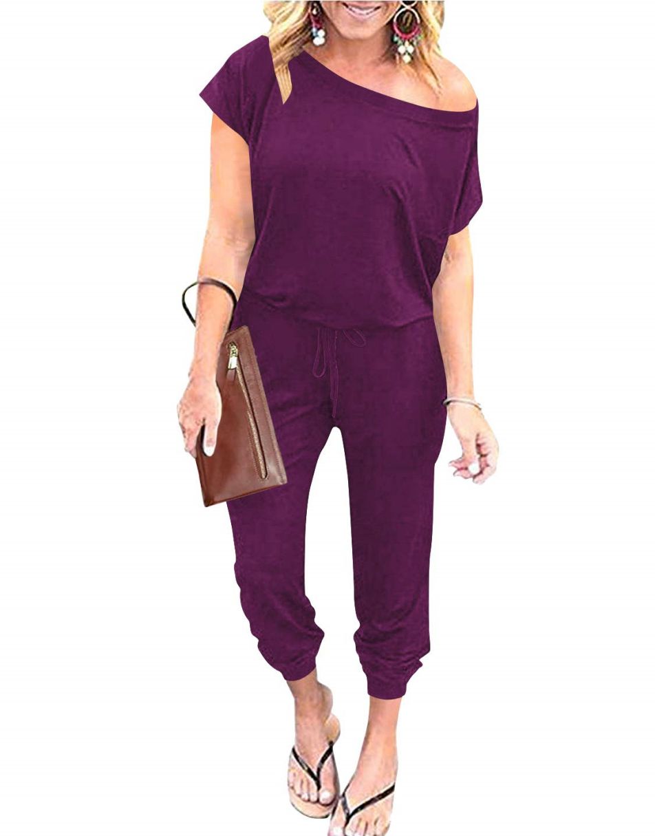 ANRABESS Lässiger Off-Shoulder-Overall mit elastischer Taille und Stretch-Stoff