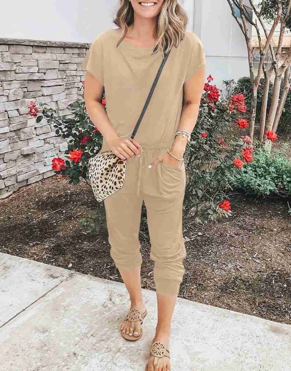 ANRABESS Lässiger Off-Shoulder-Overall mit elastischer Taille und Stretch-Stoff