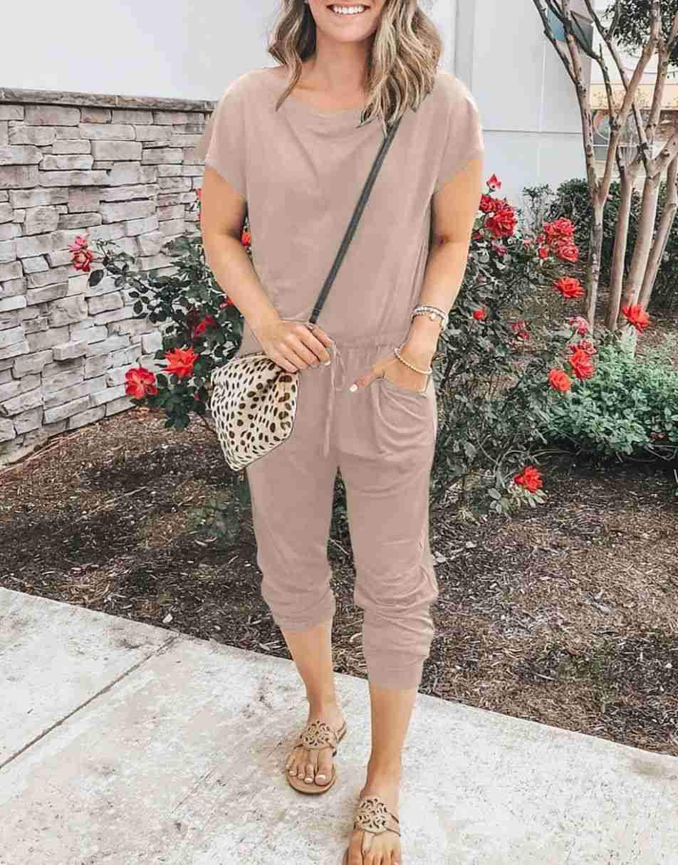 ANRABESS Lässiger Off-Shoulder-Overall mit elastischer Taille und Stretch-Stoff