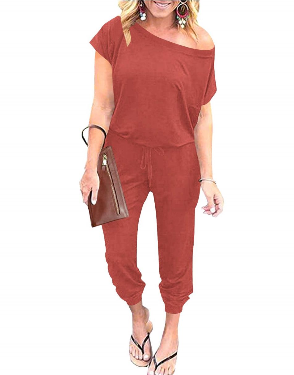 ANRABESS Lässiger Off-Shoulder-Overall mit elastischer Taille und Stretch-Stoff
