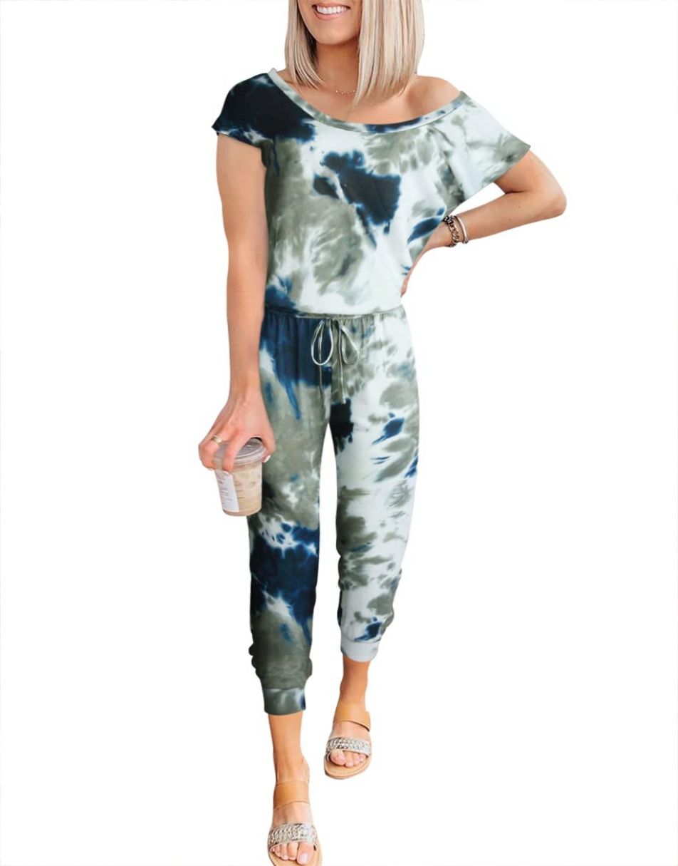 ANRABESS Lässiger Off-Shoulder-Overall mit elastischer Taille und Stretch-Stoff