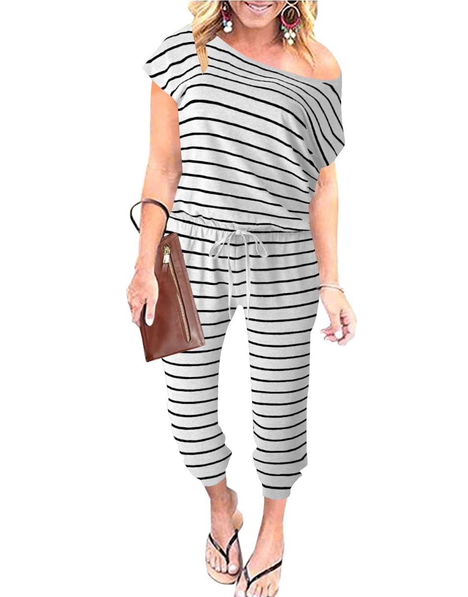 ANRABESS Lässiger Off-Shoulder-Overall mit elastischer Taille und Stretch-Stoff