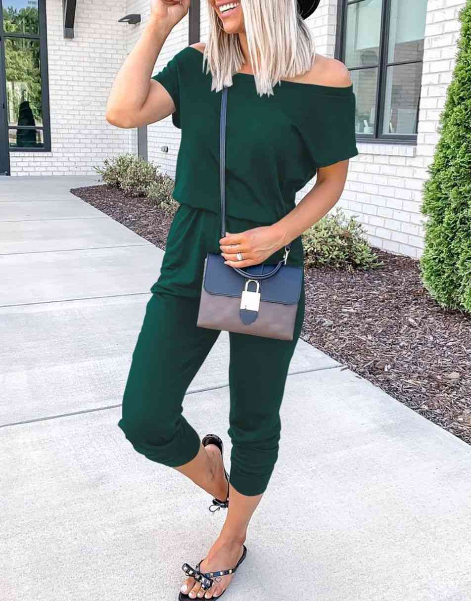 ANRABESS Lässiger Off-Shoulder-Overall mit elastischer Taille und Stretch-Stoff