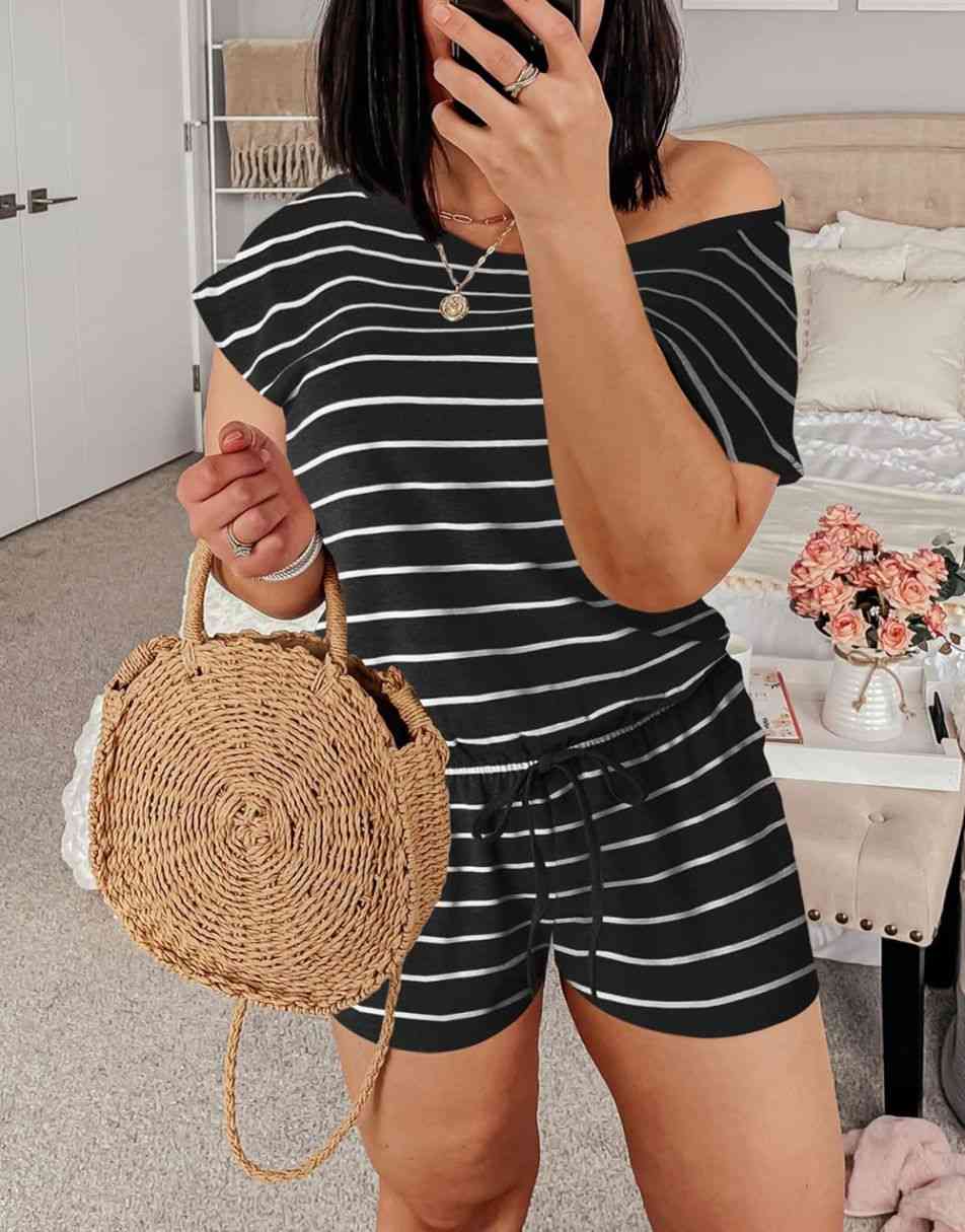 ANRABESS Lässiger Off-Shoulder-Overall mit elastischer Taille und Stretch-Stoff
