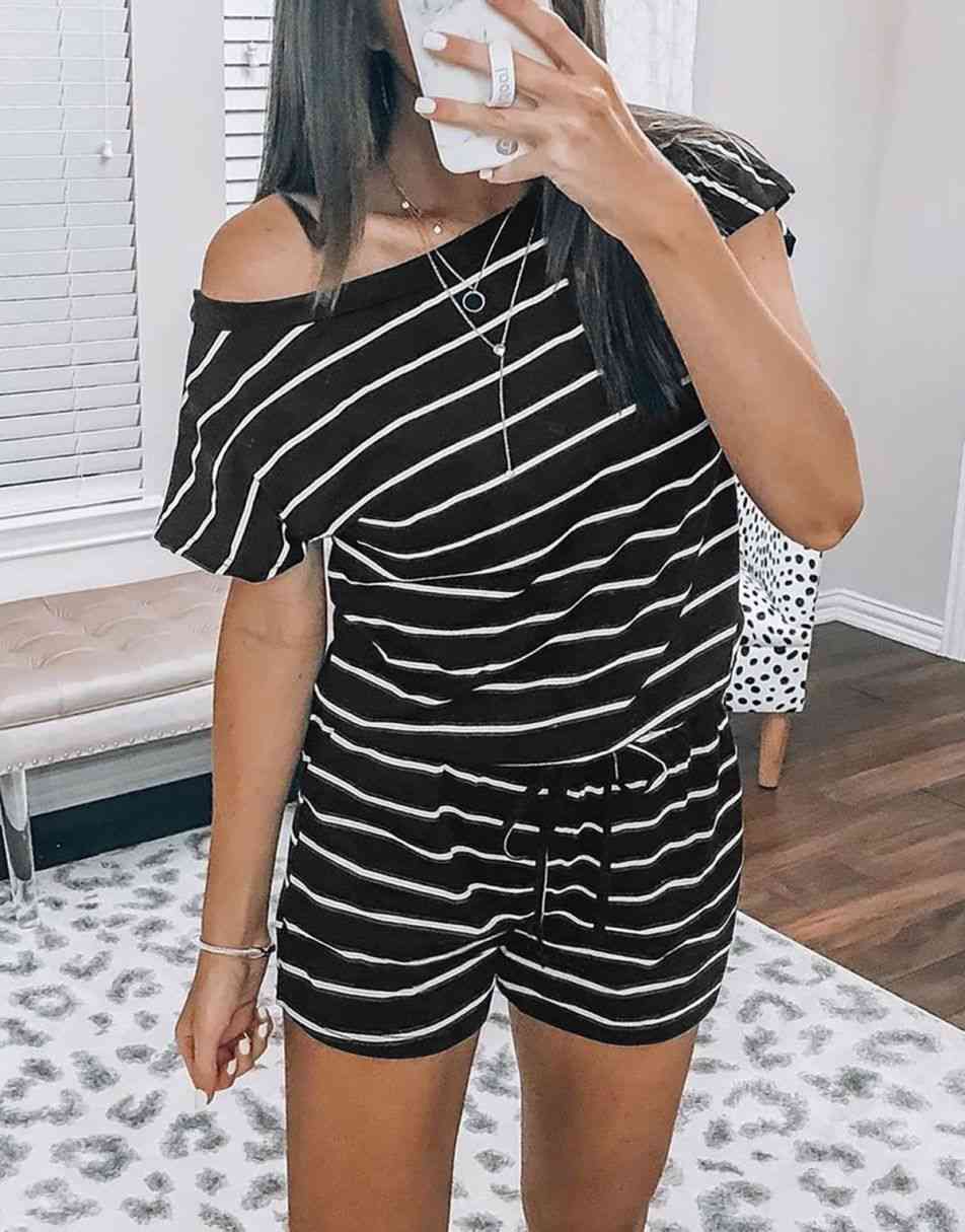 ANRABESS Lässiger Off-Shoulder-Overall mit elastischer Taille und Stretch-Stoff